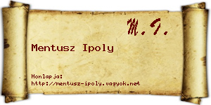 Mentusz Ipoly névjegykártya